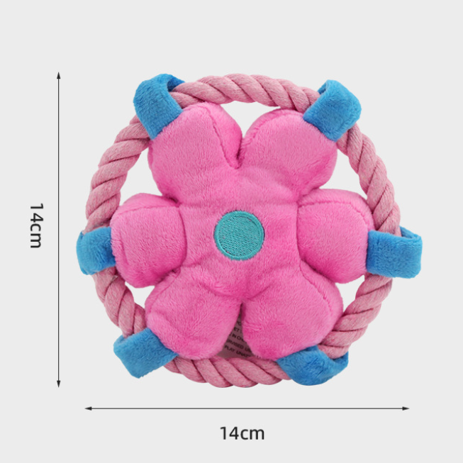 Hand-Woven Cotton Rope Flower & Smile Frisbee Set