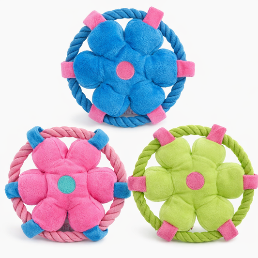 Hand-Woven Cotton Rope Flower & Smile Frisbee Set