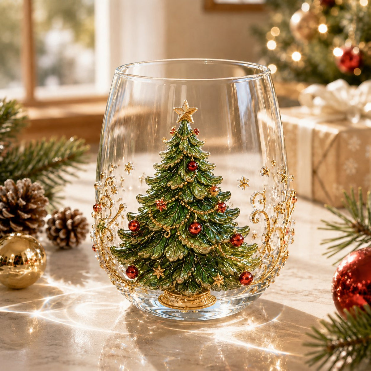 🎄✨ 3D Christmas Glass Art Cup 🎁