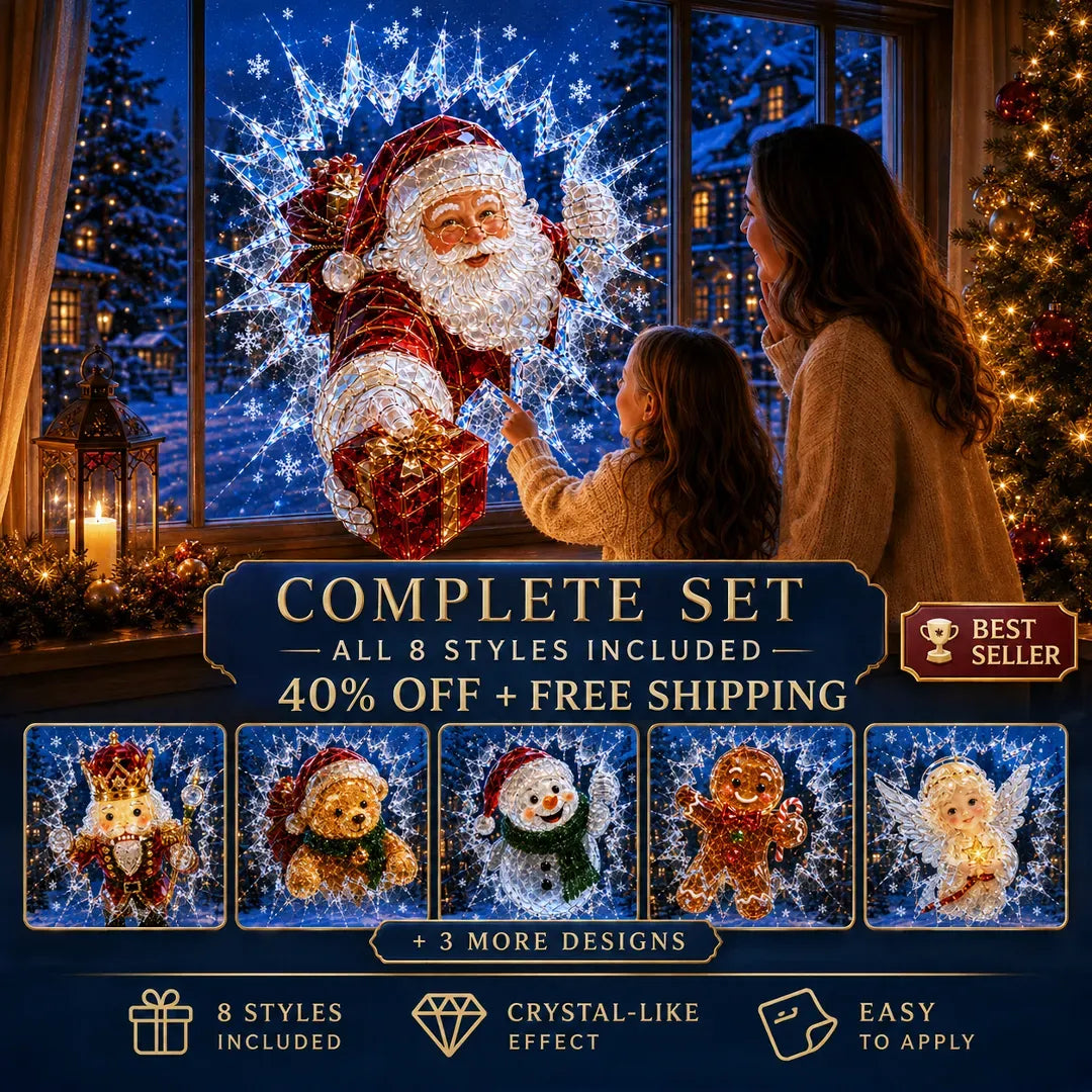 🎅Christmas Sale🎅🔥Limited time 49% OFF -✨🎄19.7'' Crystal Christmas Break-In Window Decal — 3D Shattered-Glass Holiday Window Decoration