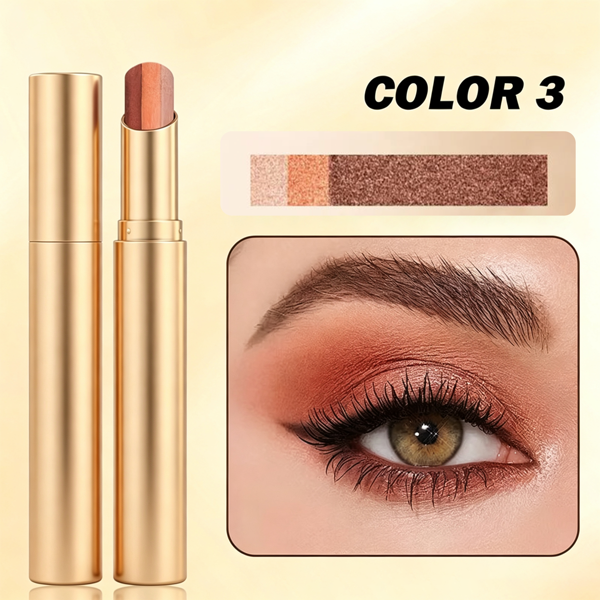 ✨ 3-in-1 Eyeshadow Stick – Waterproof Long-Wear Shimmer Eye Makeup