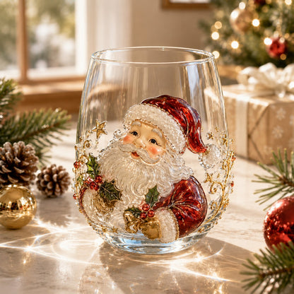 🎄✨ 3D Christmas Glass Art Cup 🎁