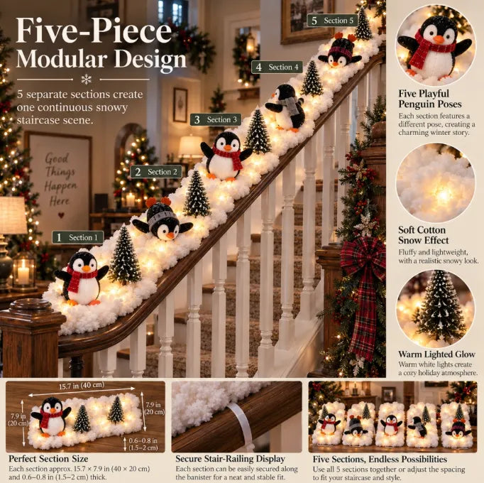 🐧 50% OFF Christmas Penguin Staircase Decoration ❄️ Turn Your Stairs Into A Cozy Winter Story