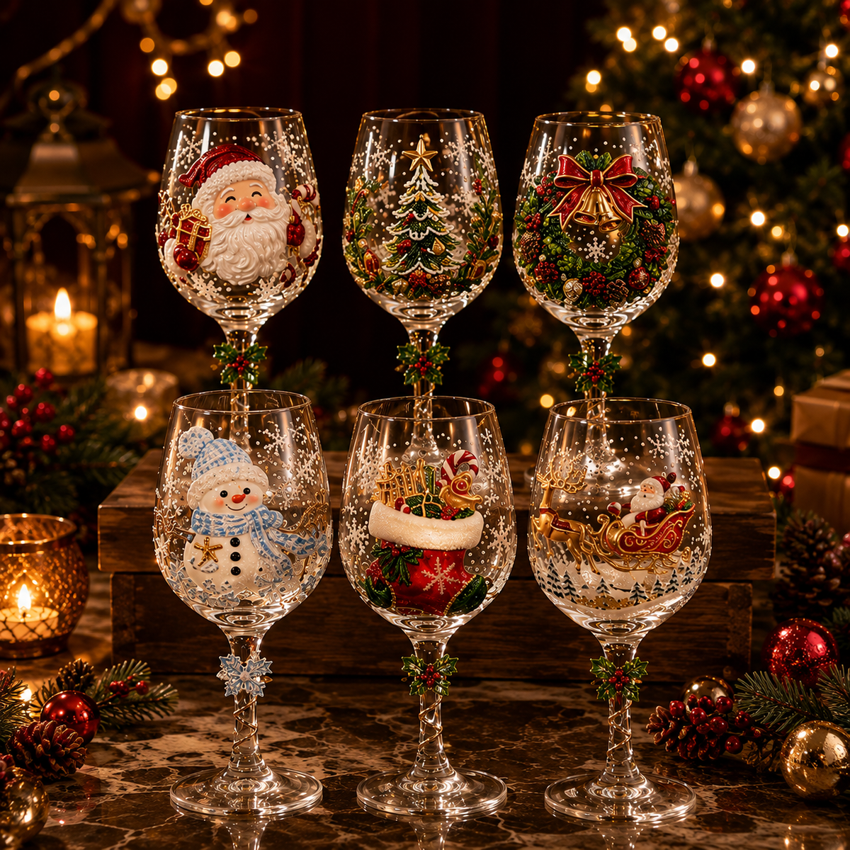 🔥🎁Christmas  Wine Glass Collection Gift Box Set✨