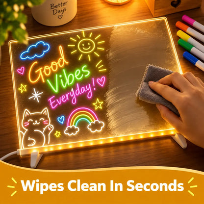 Creative Rewritable Acrylic LED Message Board 🎨 (set come with 7 Pens)