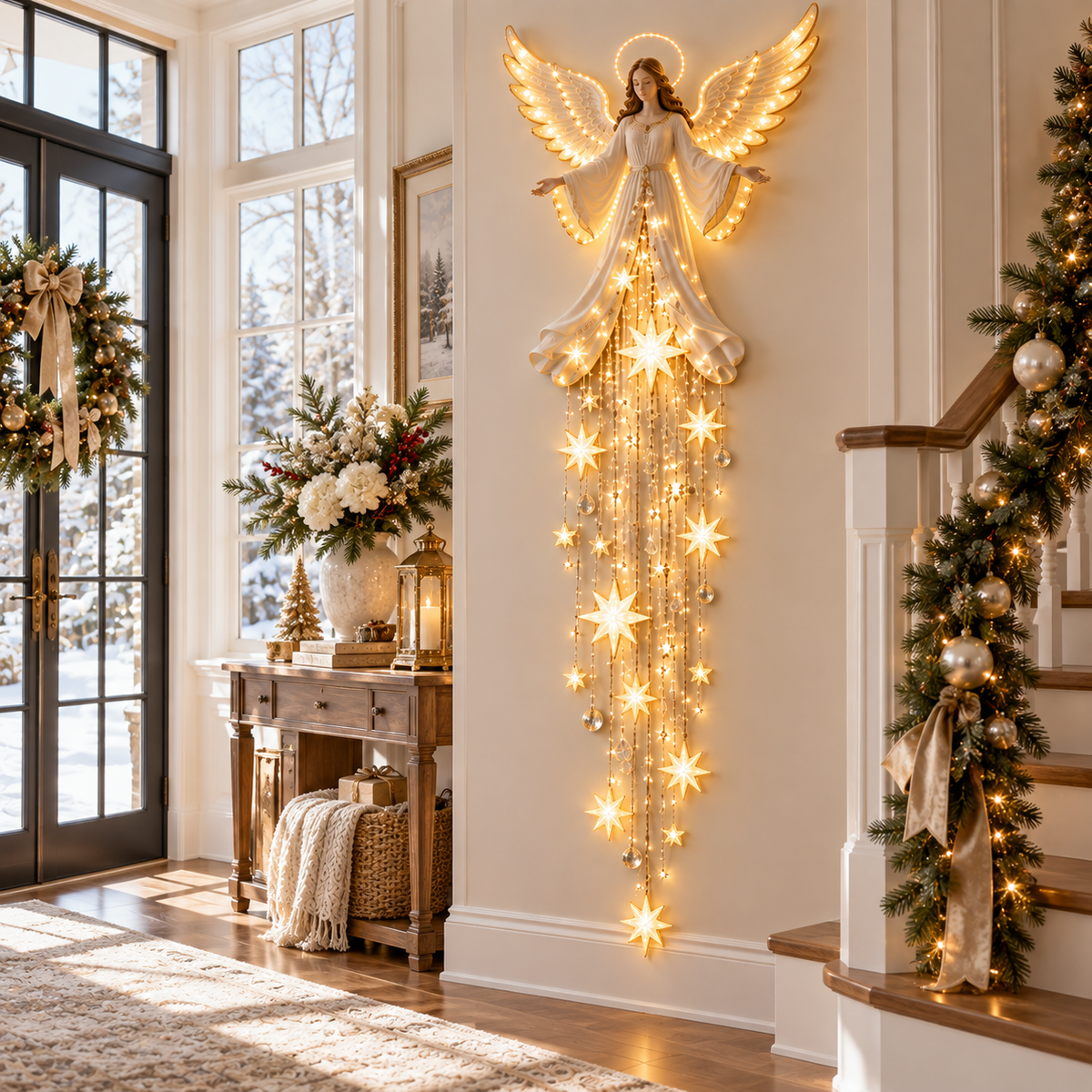 ✨Last Day 49% OFF✨ Angel Blessing Starfall Wall Light – Heavenly Christmas Wall Decor