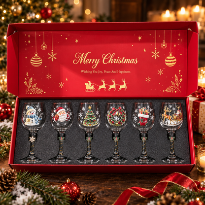 🔥🎁Christmas  Wine Glass Collection Gift Box Set✨