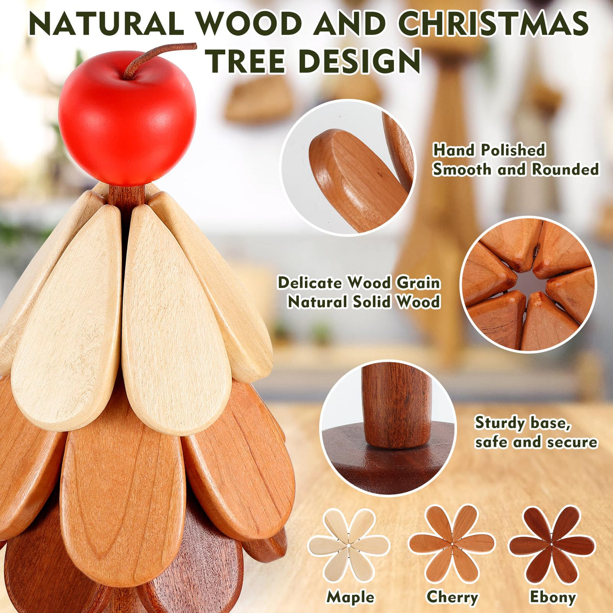 🎄 Christmas Tree Wooden Trivet Set – A Festive Touch for Every Table🎁✨