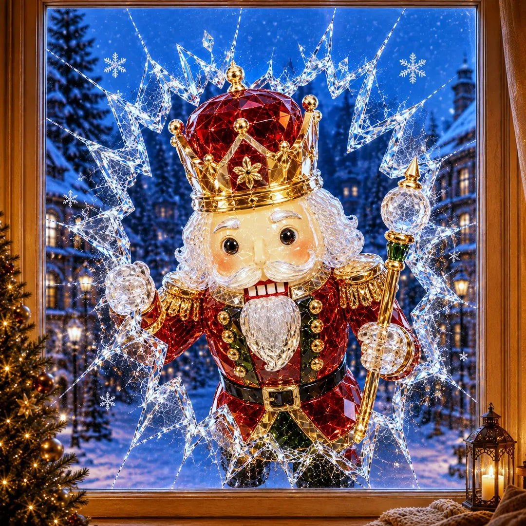 🎅Christmas Sale🎅🔥Limited time 49% OFF -✨🎄19.7'' Crystal Christmas Break-In Window Decal — 3D Shattered-Glass Holiday Window Decoration
