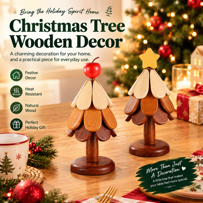 🎄 Christmas Tree Wooden Trivet Set – A Festive Touch for Every Table🎁✨